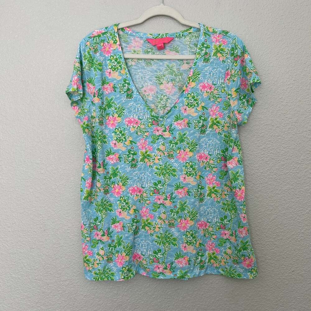Disney Lily Pulitzer Tropical V Neck T Shirt Size XL